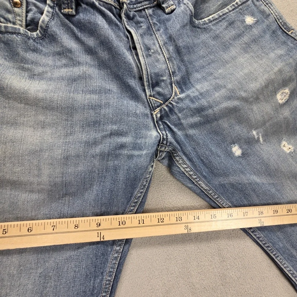 Diesel Jeans Mens 33x32 Blue Larkee Regular Straight Distressed Button Fly 008B4